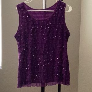 Woman’s Purple, Sparkly, Sleeveless, Knit Top. Size Medium.